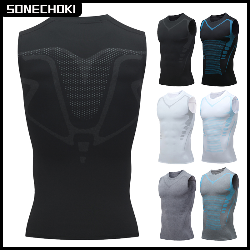 Crossfit Vest - Tank Top KOMPRESI pria, kemeja Gym